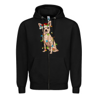 Black Chihuahua with christmas lights Zipper Hoodie - RanaPortraitStore