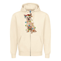 Sandshell Chihuahua with christmas lights Zipper Hoodie - RanaPortraitStore