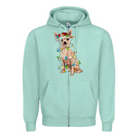 Seafoam Chihuahua with christmas lights Zipper Hoodie - RanaPortraitStore