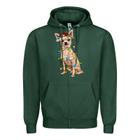 Sports Green Chihuahua with christmas lights Zipper Hoodie - RanaPortraitStore