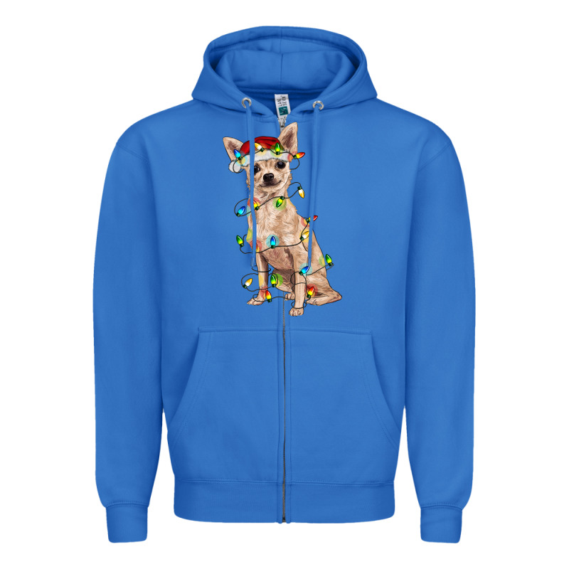 Chihuahua With Christmas Lights Zipper Hoodie by RanaPortraitStore | Teevron