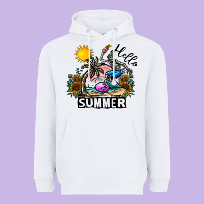 Hello Summer Heavyweight Hoodie Designed By Cowhidedigitalart