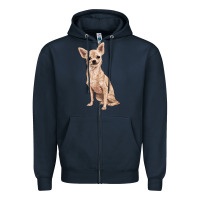 Navy chihuahua Zipper Hoodie - RanaPortraitStore