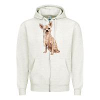 Oatmeal Heather chihuahua Zipper Hoodie - RanaPortraitStore