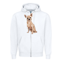 White chihuahua Zipper Hoodie - RanaPortraitStore