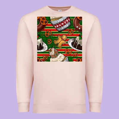 Christmas Cake Seamless Pattern Premium Sweatshirt Designed By Bundleandbundleshop