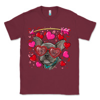Burgundy valentine's day french bulldog puppy Classic Tee - RanaPortraitStore