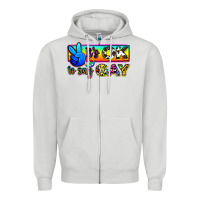 Dove Grey it's ok to say gay Zipper Hoodie - Zillion Design Studio