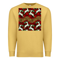 Antique Gold christmas deer and plaid seamless pattern Premium Sweatshirt - BundleAndBundleShop