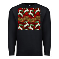 Black christmas deer and plaid seamless pattern Premium Sweatshirt - BundleAndBundleShop
