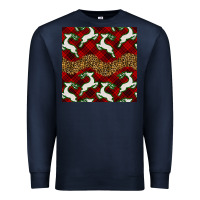 Navy christmas deer and plaid seamless pattern Premium Sweatshirt - BundleAndBundleShop