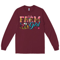 Burgundy farm girl Long Sleeve Tee - texasbilliewilder