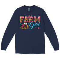 Navy farm girl Long Sleeve Tee - texasbilliewilder