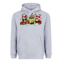 Heather Grey coffee cups with santa claus Heavyweight Hoodie - FaDigitalArtStudio