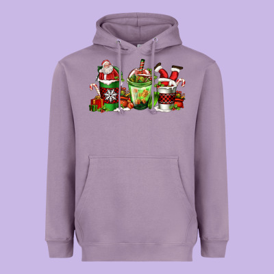 Coffee Cups With Santa Claus Heavyweight Hoodie Designed By Fadigitalartstudio