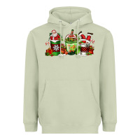 Matcha coffee cups with santa claus Heavyweight Hoodie - FaDigitalArtStudio