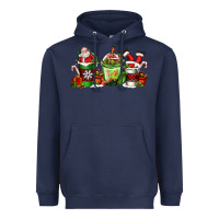 Navy coffee cups with santa claus Heavyweight Hoodie - FaDigitalArtStudio