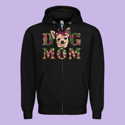 Christmas Dog Mom Chihuahua Zipper Hoodie Designed By Ranaportraitstore