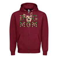Burgundy christmas dog mom chihuahua Zipper Hoodie - RanaPortraitStore