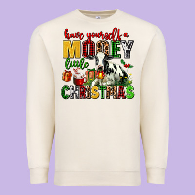 Have Yourself A Mooey Little Christmas Premium Sweatshirt Designed By Adodesignshop