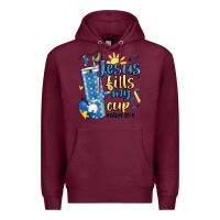 Burgundy down syndrome jesus fills my cup Premium Hoodie - MaliasSmallBusiness