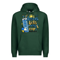 Sports Green down syndrome jesus fills my cup Premium Hoodie - MaliasSmallBusiness