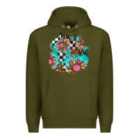 Army Green race sunflower patches Premium Hoodie - AdoDesignShop