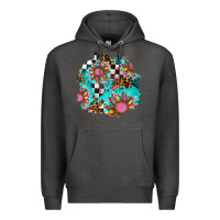 Charcoal Heather race sunflower patches Premium Hoodie - AdoDesignShop