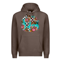 Coffee race sunflower patches Premium Hoodie - AdoDesignShop