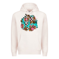 Pale Pink race sunflower patches Premium Hoodie - AdoDesignShop