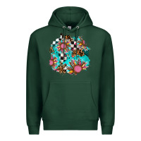 Sports Green race sunflower patches Premium Hoodie - AdoDesignShop