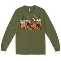 Army Green Christmas coffee cups with French Bulldog Long Sleeve Tee - RanaPortraitStore