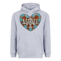 Heather Grey mama heart cowhide Heavyweight Hoodie - CowhideDigitalArt