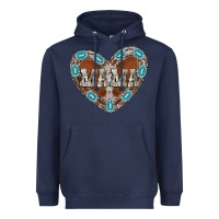 Navy mama heart cowhide Heavyweight Hoodie - CowhideDigitalArt