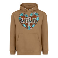 Toasted Coconut mama heart cowhide Heavyweight Hoodie - CowhideDigitalArt
