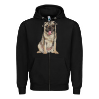 Black pug Zipper Hoodie - RanaPortraitStore