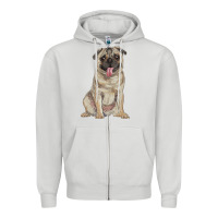 Dove Grey pug Zipper Hoodie - RanaPortraitStore