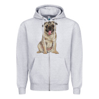 Heather Grey pug Zipper Hoodie - RanaPortraitStore