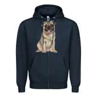 Navy pug Zipper Hoodie - RanaPortraitStore