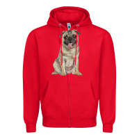 Red pug Zipper Hoodie - RanaPortraitStore