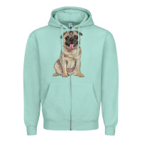 Seafoam pug Zipper Hoodie - RanaPortraitStore