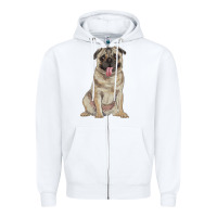 White pug Zipper Hoodie - RanaPortraitStore