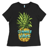 Black summer vibes pineapple Ladies Tee - BarkalooDesign