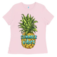 Bubblegum Pink summer vibes pineapple Ladies Tee - BarkalooDesign