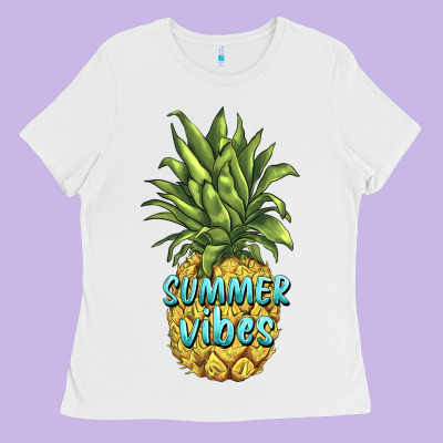 Summer Vibes Pineapple Ladies Tee Designed By Barkaloodesign