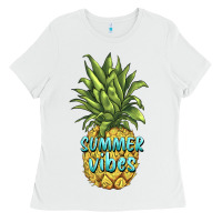 White summer vibes pineapple Ladies Tee - BarkalooDesign