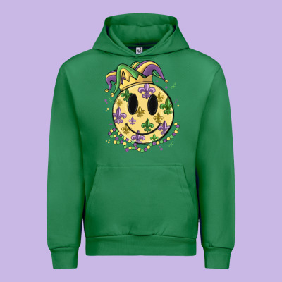 Smiley Face Mardi Gras Urban Hoodie Designed By Maliassmallbusiness
