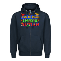 Navy please be patient i have autism Zipper Hoodie - Zillion Design Studio