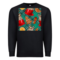 Black christmas hot chocolate and cookie seamless pattern Premium Sweatshirt - BundleAndBundleShop