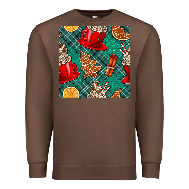 Christmas Hot Chocolate And Cookie Seamless Pattern Premium Sweatshirt by BundleAndBundleShop | Teevron